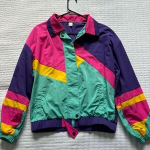 Retro Color Block Bomber Jacket